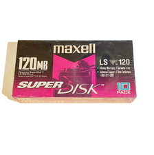 NEW Maxell Super Disk 120MB PC/MAC Formatted Disks 10 Factory Sealed LS-120 picture