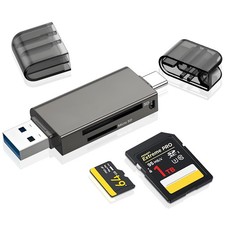 Micro SD Card Reader 2 in 1 to C OTG Adapter Portable Memory 2in1, Grey picture