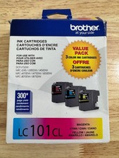 Genuine Brother LC101CL Color Ink Cartridges Cyan Magenta Yellow Exp 1/2027 picture