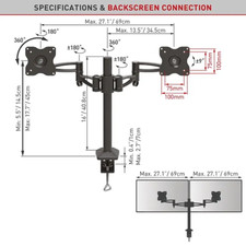 BARKAN E642 Dual Monitor Desk Mount for Flat/Curved Screens Sizes 13-32 inch picture