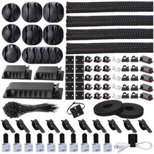 N NOROCME 192 PCS Cable Management Kit 4 Wire Organizer Sleeve 192 PCS, Black picture