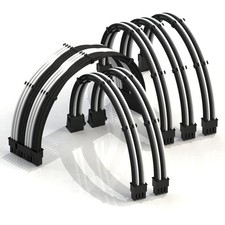 LINKUP ATX 24-Pin PSU Extension Cable Braided Sleeved, 50cm, Black/White 200 picture