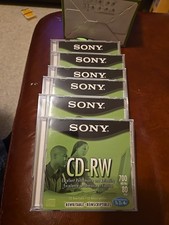 NEW SONY CD-RW 6-Pack Jewel Case 700MB 80 Min Rewritable Multi Speed 1x 2x 4x picture