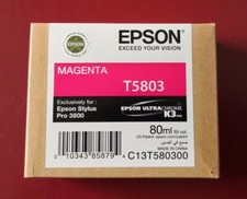 05-2014 New In Box Genuine Epson Pro 3800 Magenta 80ml K3 Ink T5803 T580300 picture