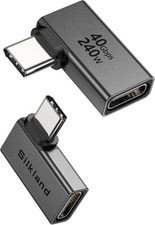 90 Degree USB C Flat Right Angle Adapter 2 Pack, 240W 40Gbps Male picture