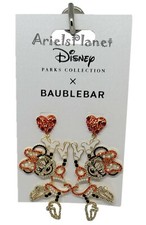 Disney Parks Baublebar Minnie Mouse Rhinestone Hearts Dangle Earrings picture