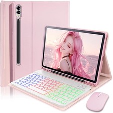 7 Colors Backlit Keyboard Case with Mouse for 12.4