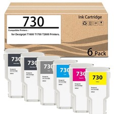 6 Pack 730 Photo Ink Cartridge Use for Designjet T1600 T1700 T2600 Printers picture