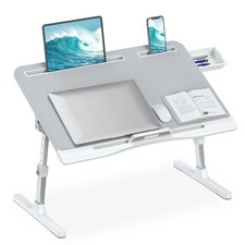 HETTHI Laptop Desk for Bed Adjustable Bed Table with Leather Desktop Foldable... picture