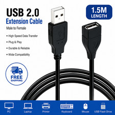 High-Speed USB-USB Extension Cable USB 2.0 Adapter Extender Cord Male/Female LOT picture