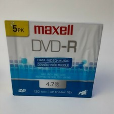 Maxell  4.7  DVD-R  5 pack Blank Recordable DVD Up to Max 16X with Jewel Case picture