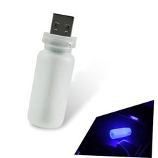 Car USB Ambient Light, Mini Retro Frosted Glass Bottle Atmosphere 1 PC Blue picture