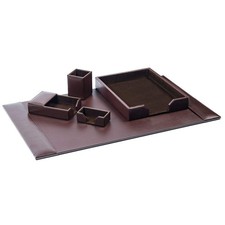Bonded Leather Desk Set Pad Organization Essentials Office Decor 5 Piece picture