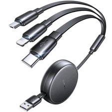 LISEN Multi Charging Cable, Retractable Car Charger for Multiple 3.7FT, Black picture