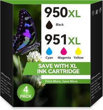 950XL 951XL 4 Pack Ink Cartridge Replacement For HP OfficeJet Pro Printers picture