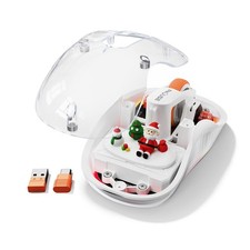 White Transparent Wireless Mouse Cute Santa Doll Dual Receivers Tri-Mode Silent picture
