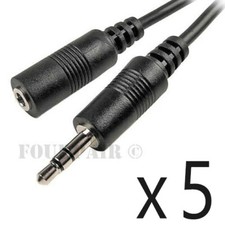 5 Pack Lot - 50ft 3.5mm Stereo Audio Extension Cable Male to Female M/F MP3 1/8