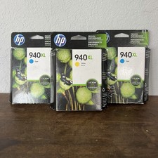 New Genuine HP 940XL  Cyan X2 And Yellow  Ink Cartridges Lot Of 3 picture