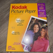 Kodak 25 Sheets Soft Gloss Picture Photo Paper - 8 1/2