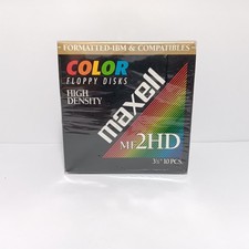 Maxell MF2HD Color Floppy Disks High Density Formatted IBM & Comp 10 Pack NEW picture