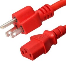 10 PACK LOT 15FT NEMA 5-15P - C13 Red Power Cord 18AWG 10A/1250W 125V 4.6M picture