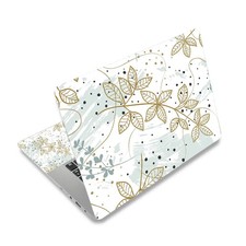 Blue Gold Flake Abstract Marble Liquid Art Scratch-Resistant Laptop Skin picture