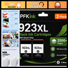 High Yield 2-Pack Black Ink Cartridges, 1000 Pages Each, Compatible HP 923E/XL, picture
