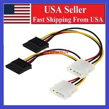 2 x IDE/Molex 4-Pin Male To Serial ATA SATA 15-Pin Female Power Adapter Cable picture