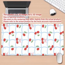 1pc Cherry Desk Mat & Gaming Mouse Pad with Non-Slip Rubber Base, Wavy Grid Su picture