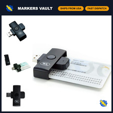 Compact USB Smart Card Reader & Writer - Digital Signature, Portable, Black picture