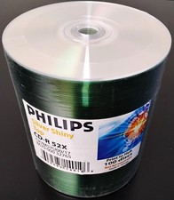 PHILIPS 100 PACK 52x CD-R 700mb 80min BLANK SHINY SILVER CD-ROM DISC MAXWELL HP picture
