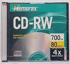 Memorex CD-RW Rewritable Disc in Case 700MB 80min 4X Factory Sealed NEW Single  picture