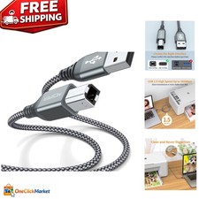 Durable USB A to B Cable 5FT (2-Pack) - Universal Compatibility for Printers picture