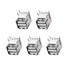 5pcs USB PCB socket type-A 8pin 1.5A silver black - 1- good feature picture