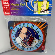 Curtis Dilbert Mouse Pad OS Blue Vintage 1997 Trapped in a Dilbert World Office picture