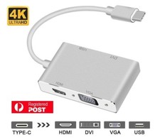 Type-C to DVI HDMI VGA USB 3.0 Adapter 4K HD For Samsung Galaxy Tab Active3 AU picture