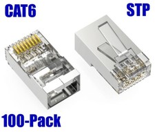100 Pack CAT6 Shielded STP RJ45 Network Ethernet Feed Thru Plug Cable Connector picture