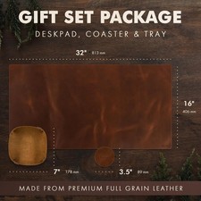 ELIZO Real Leather Desk Mat Set Mouse Pad Table/Desk Protector Top Quality picture