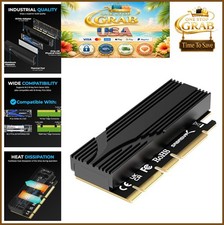 M.2 NVMe SSD PCIe x16 Adapter Card Gen5 Heatsink Tool-Free Install No Screws picture