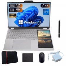 CHEAP FAST Windows 11 Laptop 15.6+7inch Dual Screen 16GB Ram 1TB SSD Notebooks picture