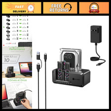 M.2 NVMe SATA SSD HDD Docking Station, 10Gbps USB-C Cloner & Reader, 3 Bay Tool- picture