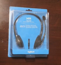 Logitech H111 Stereo Wired Headset Rotating Boom Mic 3.5mm On-Ear Black picture