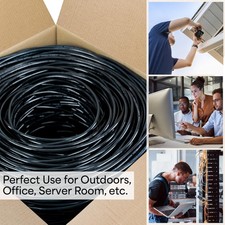 VIVO Cat5e Bulk 1000ft Ethernet Cable Outdoor Direct Burial UTP 24AWG Black V003 picture