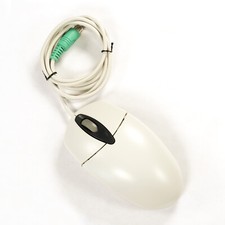 Elements Browser Mouse PS/2 Ball Mouse Scroll Blue White Retro Vintage Tested picture