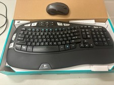 Logitech K350 Wave Wireless Ergonomic Keyboard Black W/ Mouse, No Receiver picture