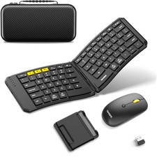 Ergonomic Foldable Keyboard and Mouse, Samsers KM09 Split Folding Bluetooth Keyb picture