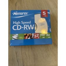 Memorex 5 Pack High Speed 12x CD-RW Blank Media 700MB 80min New Sealed picture