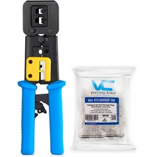 Vertical Cable RJ45 Professional Crimping Tool and 100 pcs CAT6 Connector Bundle picture