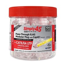 ProSeries Cat6/6a Unshielded Pass-Through RJ45 Modular Plugs with Cap45 (100pc) picture