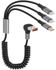 GELRHONR 66W Coiled Multi USB C Fast Charging Cable 90 1.8 ft - 4 ft, A to 3C  picture